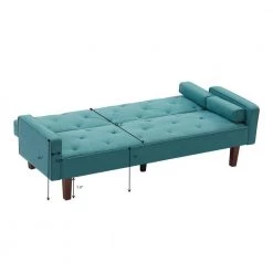 75 in. W Square Arm Polyester Turquoise with Pillow Straight Sofa in Blue by JASMODER -JASMODER Sales Store turquoise jasmoder sofas couches w68329828 44 1000