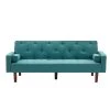 75 in. W Square Arm Polyester Turquoise with Pillow Straight Sofa in Blue by JASMODER -JASMODER Sales Store turquoise jasmoder sofas couches w68329828 64 1000