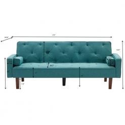 75 in. W Square Arm Polyester Turquoise with Pillow Straight Sofa in Blue by JASMODER -JASMODER Sales Store turquoise jasmoder sofas couches w68329828 fa 1000