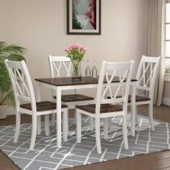 5-Piece Dining Table Set Home Kitchen Table and Chairs Wood Dining Set by JASMODER 19 5-Piece Dining Table Set Home Kitchen Table and Chairs Wood Dining Set by JASMODER -JASMODER Sales Store white jasmoder dining room sets sh000088aak 31 1000