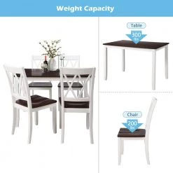 5-Piece Dining Table Set Home Kitchen Table and Chairs Wood Dining Set by JASMODER 16 5-Piece Dining Table Set Home Kitchen Table and Chairs Wood Dining Set by JASMODER -JASMODER Sales Store white jasmoder dining room sets sh000088aak 44 1000