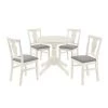 5-Piece Round White Wood Top Dining Room Set, for Home or Commercial Use (Seats 4) by JASMODER -JASMODER Sales Store white jasmoder dining room sets sh000221aak 64 1000