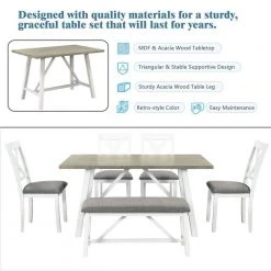 6-Piece Rectangle White Wood Top Dining Room Set, for Home or Commercial Use ( Seats 6) by JASMODER 14 6-Piece Rectangle White Wood Top Dining Room Set, for Home or Commercial Use ( Seats 6) by JASMODER -JASMODER Sales Store white jasmoder dining room sets sh001091aak 44 1000