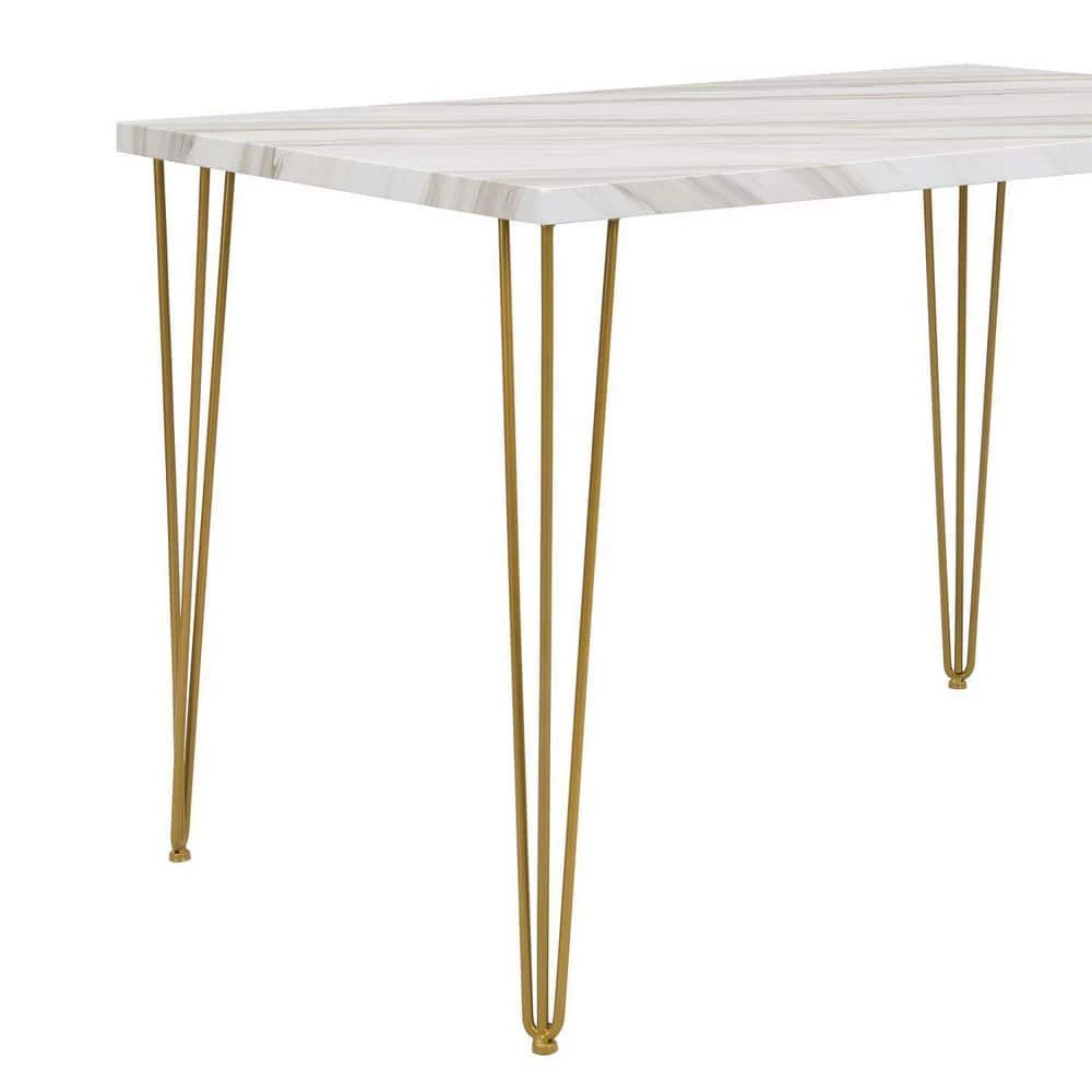 3-Piece Rectangle White Wood Top Dining Room Set, for Home or Commercial Use (Seats 4) by JASMODER 5 3-Piece Rectangle White Wood Top Dining Room Set, for Home or Commercial Use (Seats 4) by JASMODER - Image 3