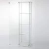White Glass Cabinet Display Case 4 Shelves with Door, Floor Standing Bookshelf for Living Room Bedroom Office by JASMODER