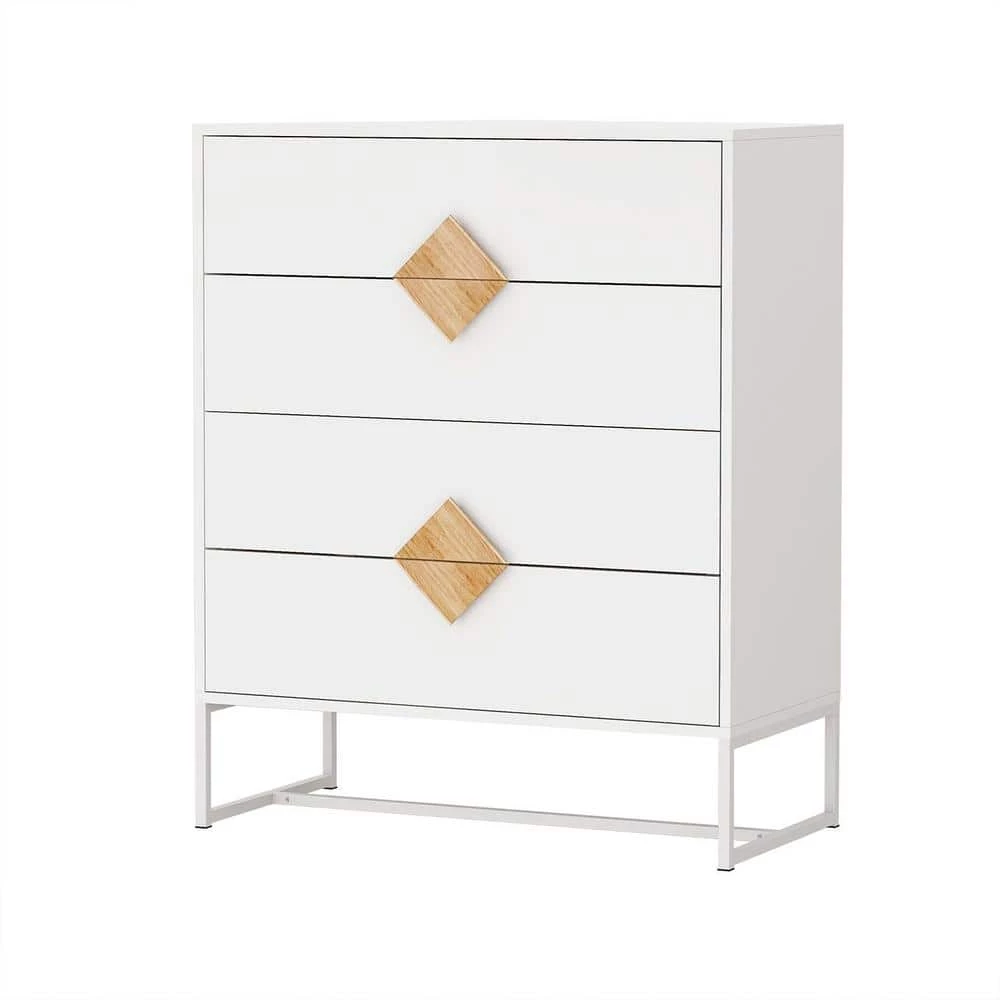 4-Drawer White Wood Dresser (36.22 in. x 31.77 in. x 15.74 in.) by JASMODER 3 4-Drawer White Wood Dresser (36.22 in. x 31.77 in. x 15.74 in.) by JASMODER