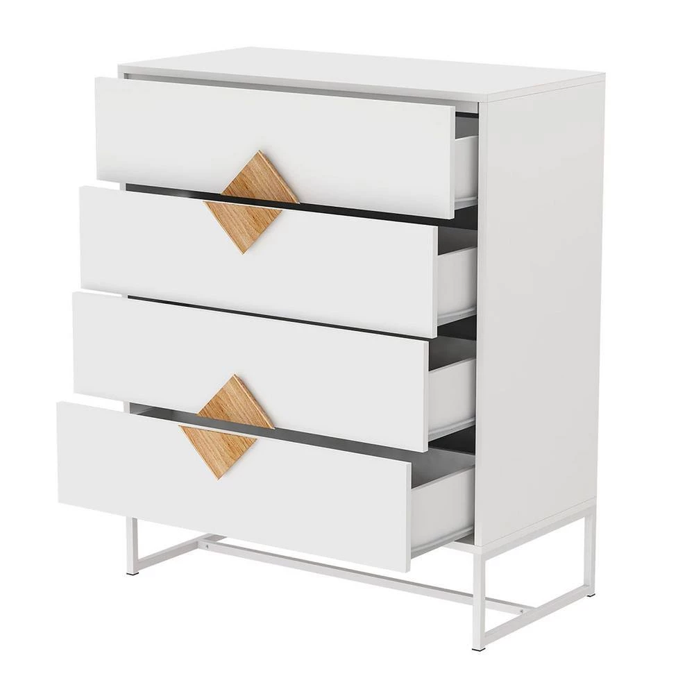 4-Drawer White Wood Dresser (36.22 in. x 31.77 in. x 15.74 in.) by JASMODER 4 4-Drawer White Wood Dresser (36.22 in. x 31.77 in. x 15.74 in.) by JASMODER - Image 2