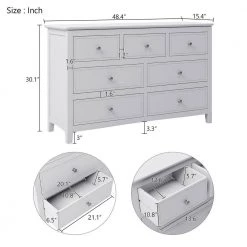 7-Drawer White Wood Dresser (30.1 in. x 48.4 in. x 15.4 in.) by JASMODER -JASMODER Sales Store white jasmoder dressers wf288862aaw 76 1000
