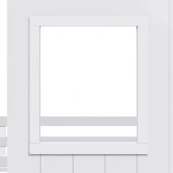 Twin Size Low Loft Wood House Bed with Two Front Windows, White by JASMODER -JASMODER Sales Store white jasmoder platform beds lp000039aah c3 1000