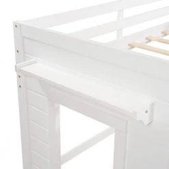 White Twin Size Loft Bed with Cabinet and Shelf by JASMODER -JASMODER Sales Store white jasmoder platform beds lp000501aak 40 1000
