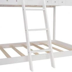 Twin Over Twin Bunk Bed Wood Bed with Roof, Window, Guardrail, Ladder (White) by JASMODER 16 Twin Over Twin Bunk Bed Wood Bed with Roof, Window, Guardrail, Ladder (White) by JASMODER -JASMODER Sales Store white jasmoder platform beds lt000045aak fa 1000
