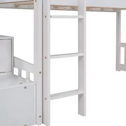 Twin Loft Bed with Two Drawers and Slide, House Bed with Slide, White by JASMODER -JASMODER Sales Store white jasmoder platform beds lt000130aak 31 1000