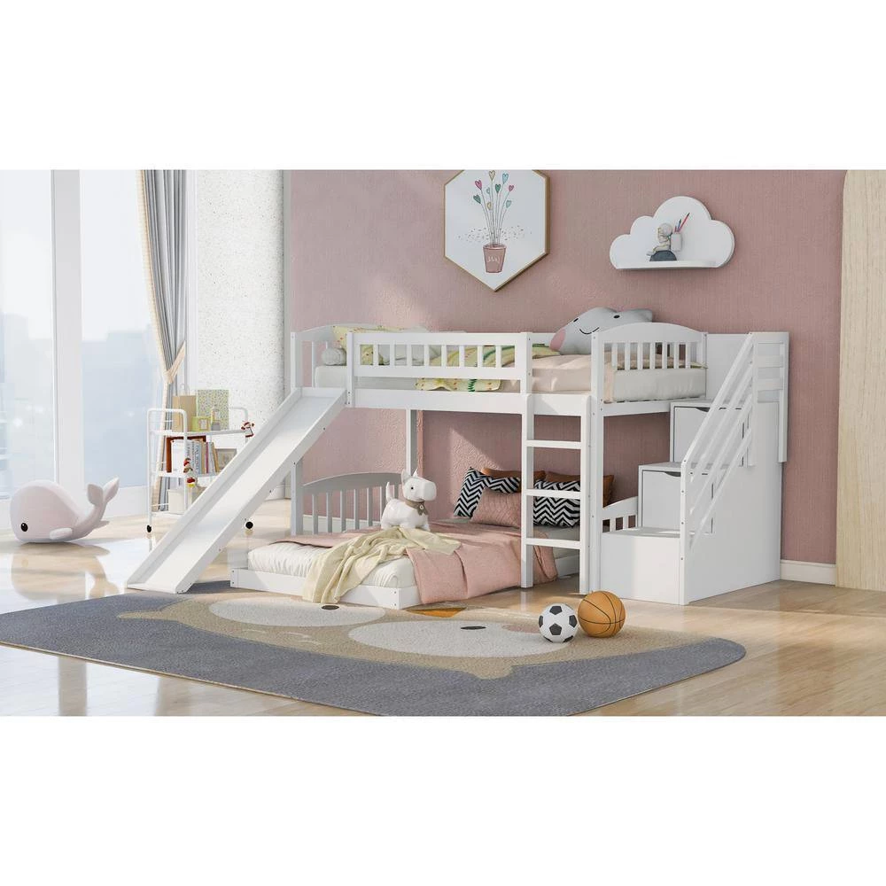 Stairway White Twin Bunk Bed with 2-Drawers and Slide by JASMODER 11 Stairway White Twin Bunk Bed with 2-Drawers and Slide by JASMODER - Image 9