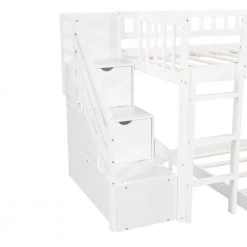 Stairway White Twin Bunk Bed with 2-Drawers and Slide by JASMODER 13 Stairway White Twin Bunk Bed with 2-Drawers and Slide by JASMODER -JASMODER Sales Store white jasmoder platform beds lt000156aak 40 1000