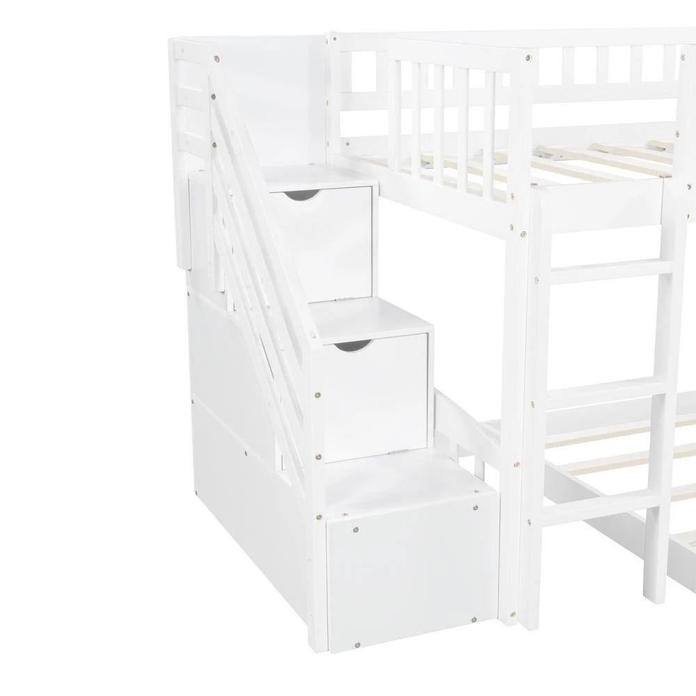 Stairway White Twin Bunk Bed with 2-Drawers and Slide by JASMODER 5 Stairway White Twin Bunk Bed with 2-Drawers and Slide by JASMODER - Image 3