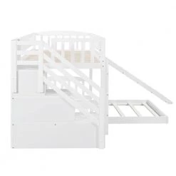 Stairway White Twin Bunk Bed with 2-Drawers and Slide by JASMODER 17 Stairway White Twin Bunk Bed with 2-Drawers and Slide by JASMODER -JASMODER Sales Store white jasmoder platform beds lt000156aak 44 1000