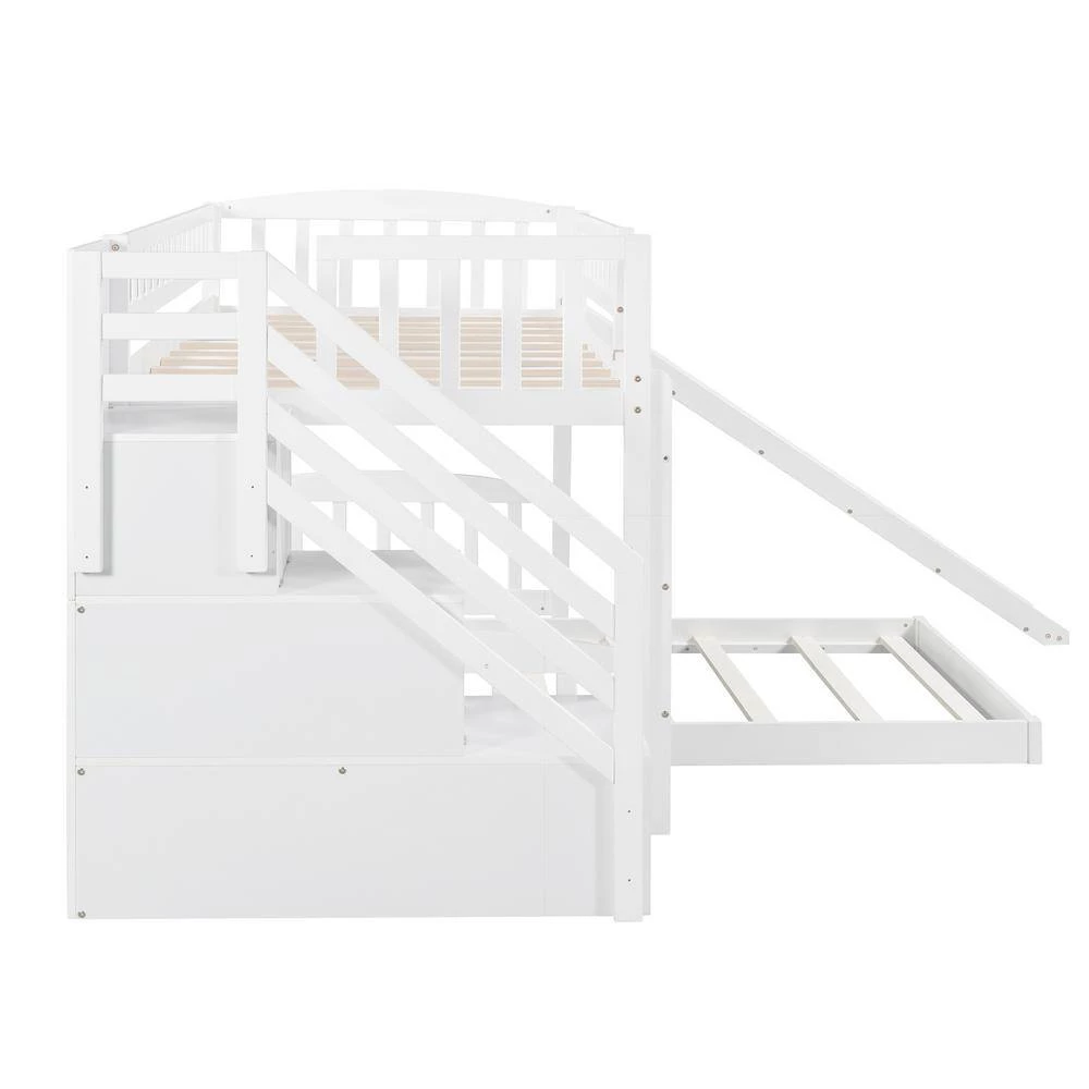 Stairway White Twin Bunk Bed with 2-Drawers and Slide by JASMODER 9 Stairway White Twin Bunk Bed with 2-Drawers and Slide by JASMODER - Image 7