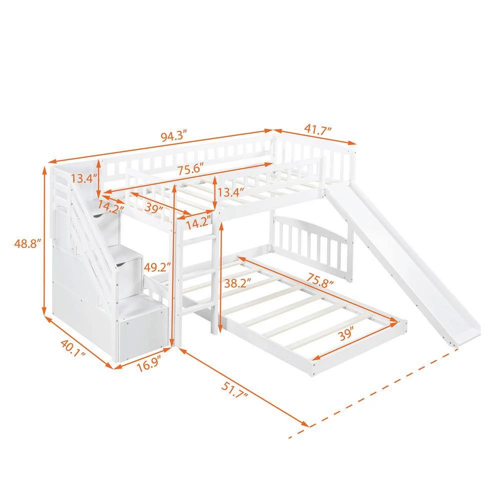 Stairway White Twin Bunk Bed with 2-Drawers and Slide by JASMODER 7 Stairway White Twin Bunk Bed with 2-Drawers and Slide by JASMODER - Image 5
