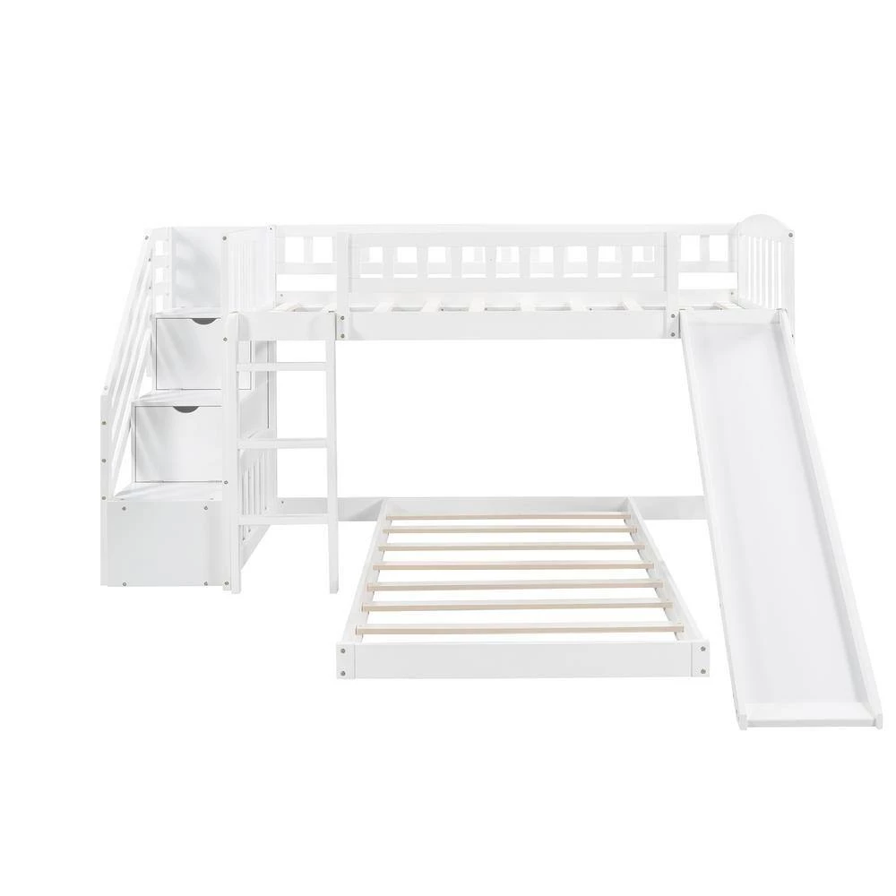 Stairway White Twin Bunk Bed with 2-Drawers and Slide by JASMODER 6 Stairway White Twin Bunk Bed with 2-Drawers and Slide by JASMODER - Image 4