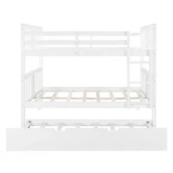 White Convertible Full Bunk Bed with Twin Size Trundle and Ladder by JASMODER