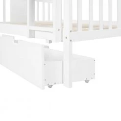 White Full Bunk Bed with Drawers and Ladder for Bedroom, Guest Room Furniture by JASMODER 15 White Full Bunk Bed with Drawers and Ladder for Bedroom, Guest Room Furniture by JASMODER -JASMODER Sales Store white jasmoder platform beds lt000205aak 44 1000