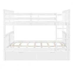 White Full Bunk Bed with Drawers and Ladder for Bedroom, Guest Room Furniture by JASMODER 12 White Full Bunk Bed with Drawers and Ladder for Bedroom, Guest Room Furniture by JASMODER -JASMODER Sales Store white jasmoder platform beds lt000205aak c3 1000