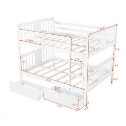 White Full Bunk Bed with Drawers and Ladder for Bedroom, Guest Room Furniture by JASMODER 16 White Full Bunk Bed with Drawers and Ladder for Bedroom, Guest Room Furniture by JASMODER -JASMODER Sales Store white jasmoder platform beds lt000205aak fa 1000