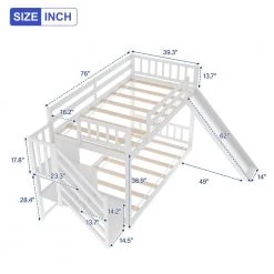 White Twin Bunk Bed with Convertible Slide and Stairway by JASMODER -JASMODER Sales Store white jasmoder platform beds sm000207aak 1 c3 1000