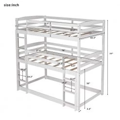 Twin over Twin over Twin Triple Bunk Bed, White by JASMODER 10 Twin over Twin over Twin Triple Bunk Bed, White by JASMODER -JASMODER Sales Store white jasmoder platform beds sm000507aak 1 c3 1000