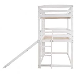 42.2" Inch Twin over Twin over Twin Adjustable Triple Bunk Bed with Ladder and Slide, White by JASMODER -JASMODER Sales Store white jasmoder platform beds sm000508aak 1 4f 1000
