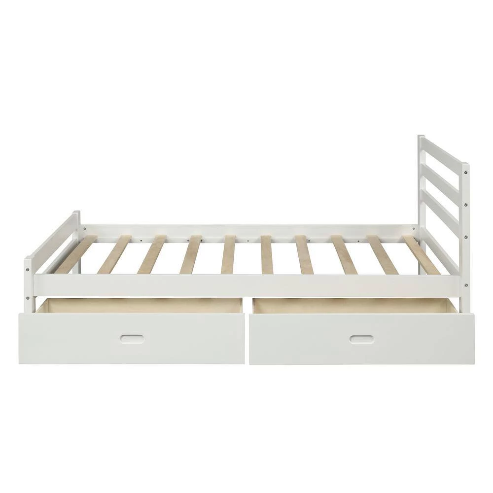 39.2 in. W White Twin Frame Platform Bed with Drawers by JASMODER 10 39.2 in. W White Twin Frame Platform Bed with Drawers by JASMODER - Image 8