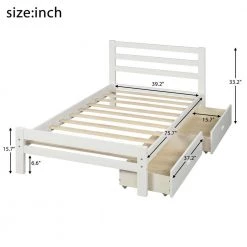 39.2 in. W White Twin Frame Platform Bed with Drawers by JASMODER 16 39.2 in. W White Twin Frame Platform Bed with Drawers by JASMODER -JASMODER Sales Store white jasmoder platform beds wf192971aak 76 1000