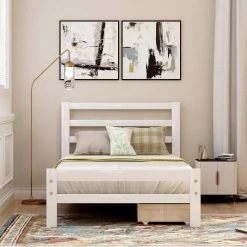 39.2 in. W White Twin Frame Platform Bed with Drawers by JASMODER 15 39.2 in. W White Twin Frame Platform Bed with Drawers by JASMODER -JASMODER Sales Store white jasmoder platform beds wf192971aak fa 1000