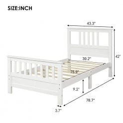 39.2 in. W White Twin Wood Platform Bed with Headboard and Footboard by JASMODER -JASMODER Sales Store white jasmoder platform beds wf192972aak fa 1000
