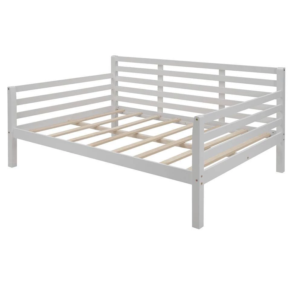 White Wooden Full Size Daybed with Clean Lines by JASMODER 7 White Wooden Full Size Daybed with Clean Lines by JASMODER - Image 5