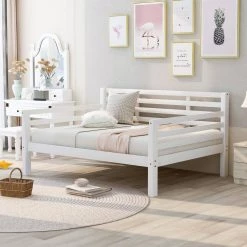 White Wooden Full Size Daybed with Clean Lines by JASMODER 17 White Wooden Full Size Daybed with Clean Lines by JASMODER -JASMODER Sales Store white jasmoder platform beds wf199367aak 31 1000