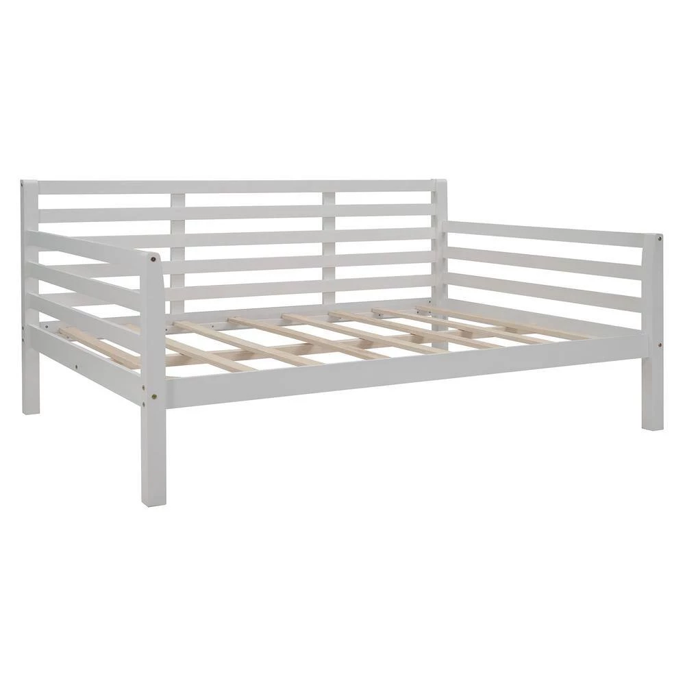 White Wooden Full Size Daybed with Clean Lines by JASMODER 8 White Wooden Full Size Daybed with Clean Lines by JASMODER - Image 6
