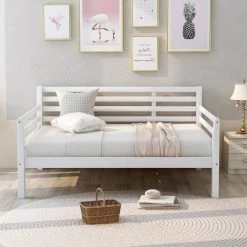 White Wooden Full Size Daybed with Clean Lines by JASMODER 16 White Wooden Full Size Daybed with Clean Lines by JASMODER -JASMODER Sales Store white jasmoder platform beds wf199367aak fa 1000