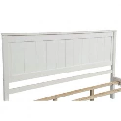 White Queen Platform Bed Frame with Headboard, Wood Slat Support, No Box Spring Needed by JASMODER -JASMODER Sales Store white jasmoder platform beds wf212813aak 40 1000