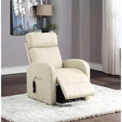 White Special Recliner with Power Lift, Beige PU for Home Living Room or Retirement Home Use by JASMODER -JASMODER Sales Store white jasmoder recliners 59499 hd 1f 1000