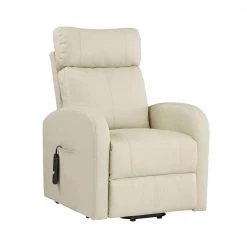 White Special Recliner with Power Lift, Beige PU for Home Living Room or Retirement Home Use by JASMODER