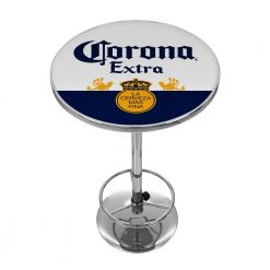 Corona Label Design Chrome Pub/Bar Table by Trademark
