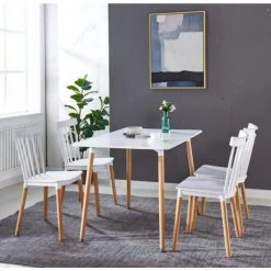 5-piece dining set with white chairs by JASMODER