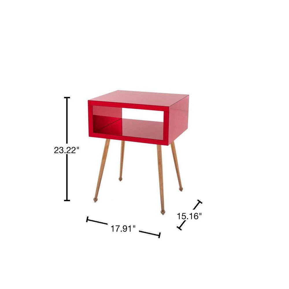 17.91 in. Wine Red Rectangle Acrylic Chic Console Table by JASMODER 3 17.91 in. Wine Red Rectangle Acrylic Chic Console Table by JASMODER - Image 3