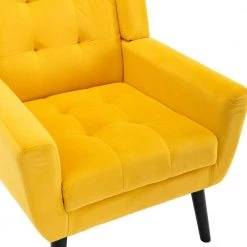 29.5 in. W 2 Seat Square Arm Velvet Straight Sofa in Yellow by JASMODER -JASMODER Sales Store yellow jasmoder sofas couches w67634086 4f 1000