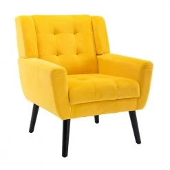 29.5 in. W 2 Seat Square Arm Velvet Straight Sofa in Yellow by JASMODER